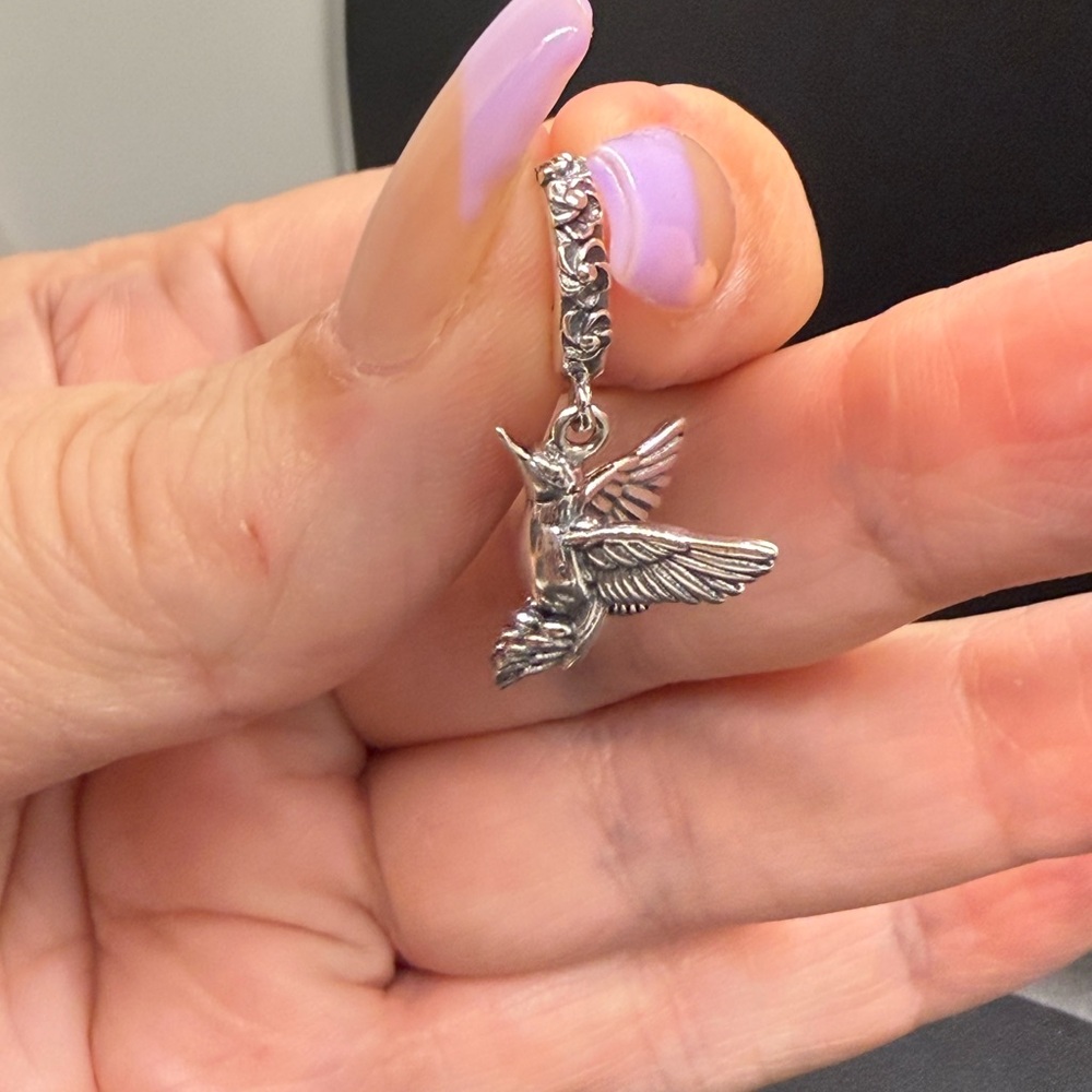 Silver Hummingbird Bracelet Charm Pendant
